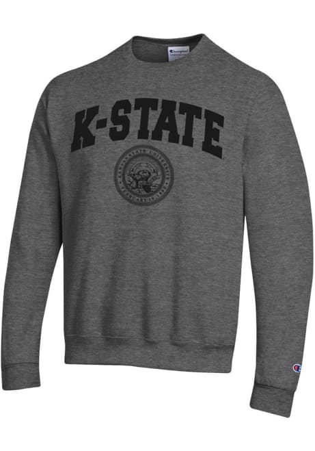 Mens K-State Wildcats Charcoal Champion Tonal Seal Crew Sweatshirt