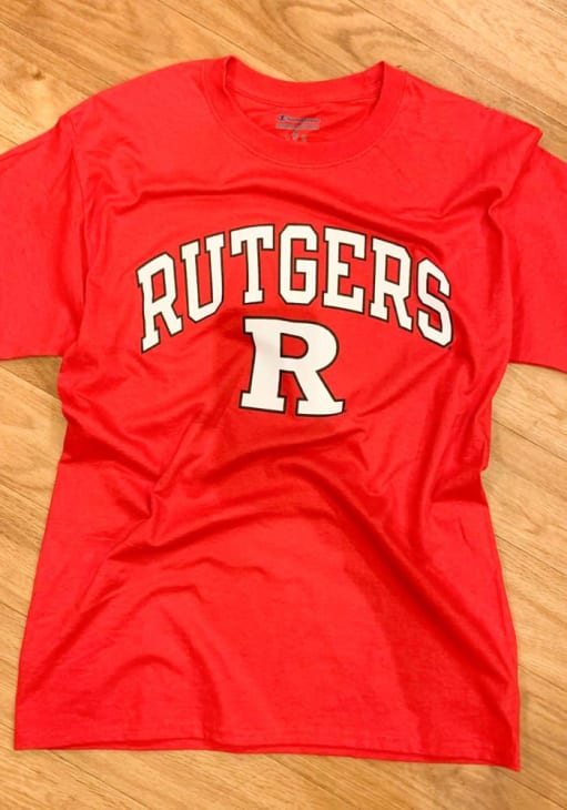 Champion Rutgers Scarlet Knights Red Arch Mascot Short Sleeve T Shirt
