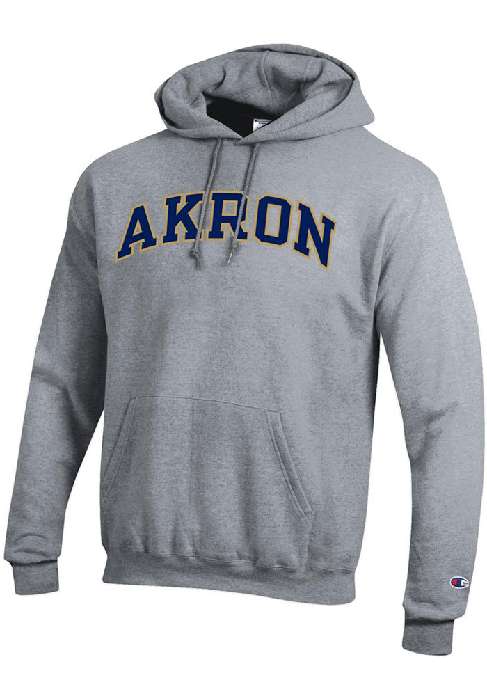 Champion Akron Zips Mens GREY Arch Name Twill Hoodie - 14756094