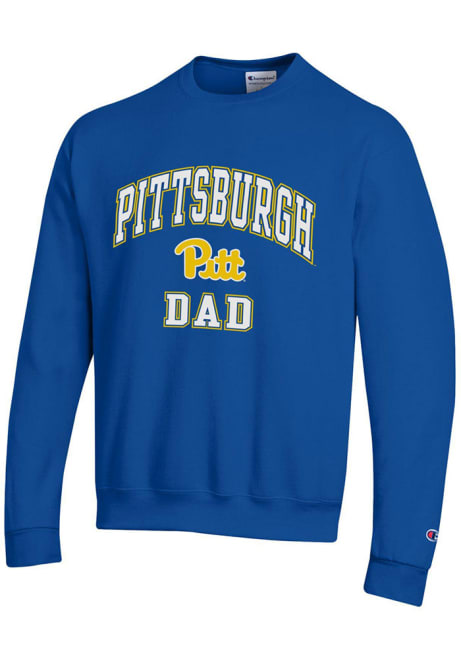 Mens Pitt Panthers Blue Champion Dad Number One Crew Sweatshirt