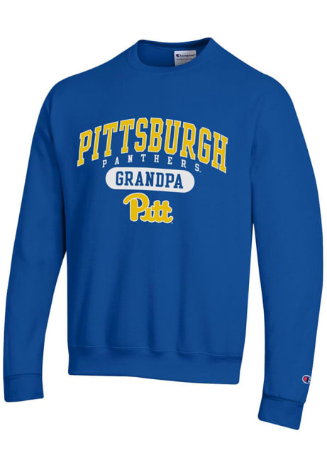 Mens Pitt Panthers Blue Champion Grandpa Pill Crew Sweatshirt