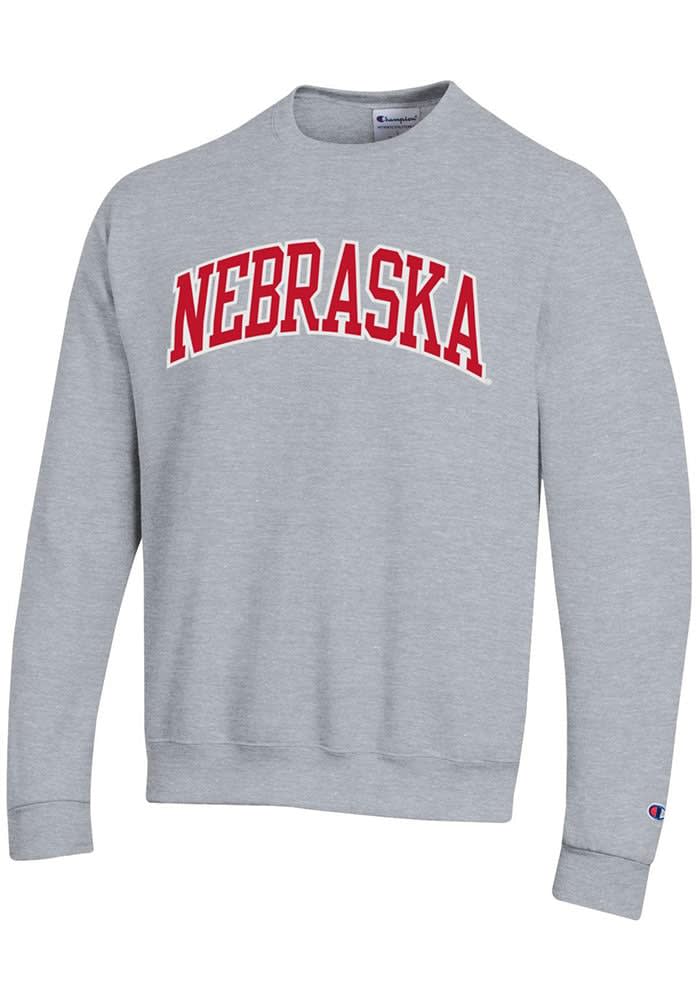 Champion Nebraska Cornhuskers Mens Grey Arch Long Sleeve Crew Sweatshirt Grey 50 Cotton 50 POLYESTER Size S