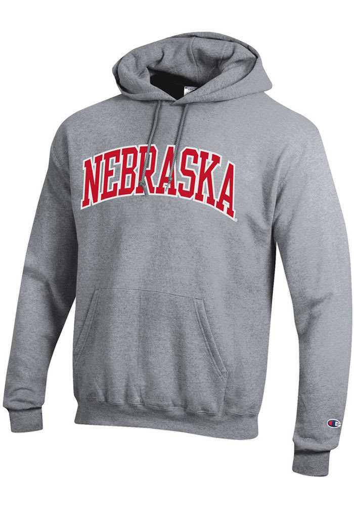 Champion Mens GREY Nebraska Cornhuskers Arch Hoodie - 14756427