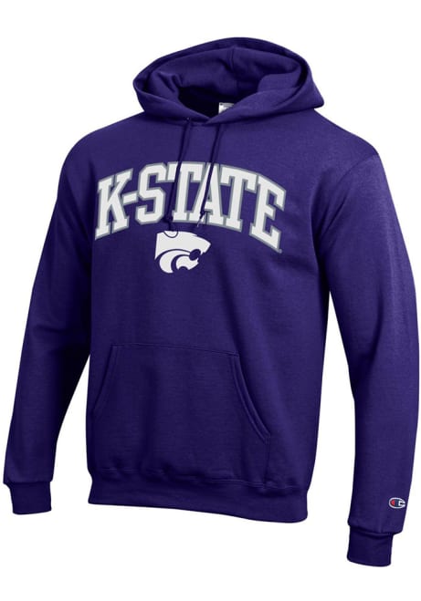 Mens K-State Wildcats Purple Champion Arch Mascot Twill Hooded Sweatshirt