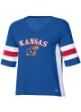 Kansas Jayhawks Womens Champion Varsity Sleeve Stripe T-Shirt - Blue