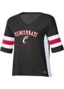Cincinnati Bearcats Womens Champion Varsity Sleeve Stripe T-Shirt - Black