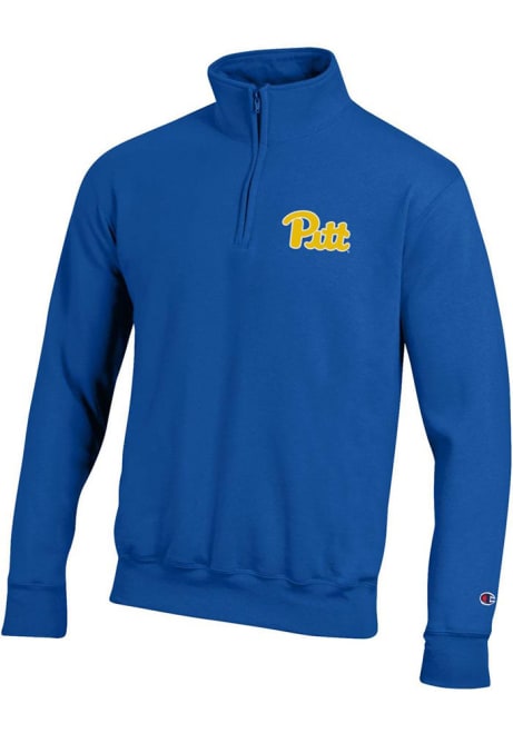 Mens Pitt Panthers Blue Champion Fleece Qtr Zip Pullover