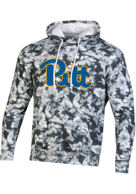 Mens Pitt Panthers Grey Champion Crush Tie Dye Hooded Sweatshirt