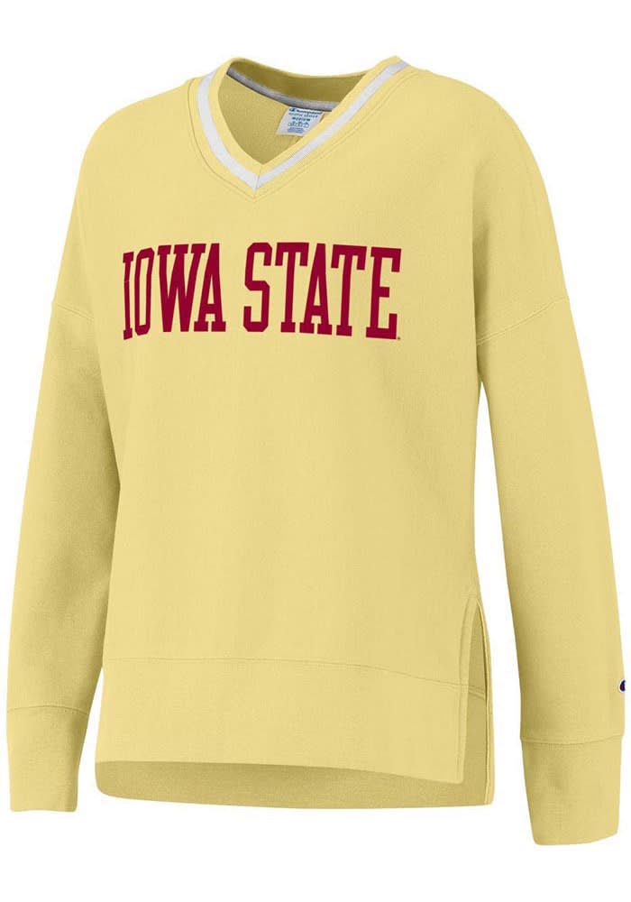 Champion Iowa State Cyclones Women s Yellow Vintage Wash Reverse Weave Crew Sweatshirt Yellow 80 Cotton 20 POLYESTER Size S Rally House