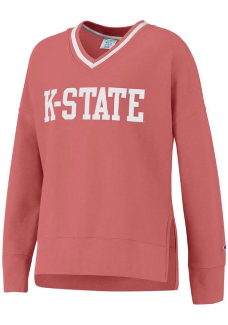 Womens K-State Wildcats Pink Champion Vintage Wash Reverse Weave Crew Sweatshirt
