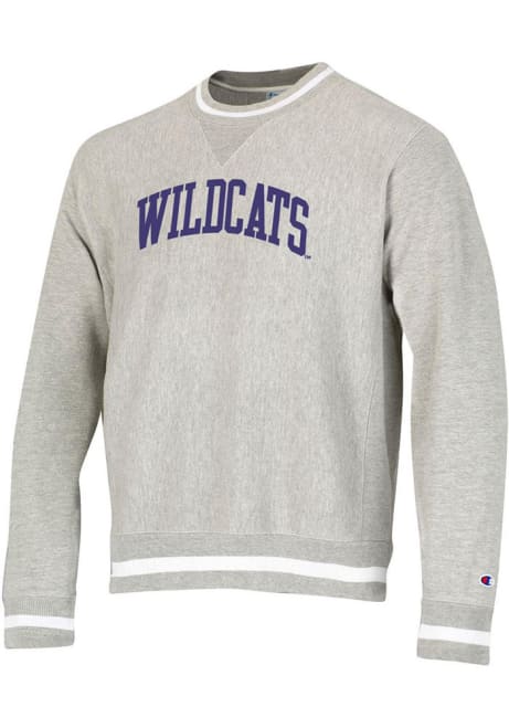 Mens K-State Wildcats Grey Champion Vintage Wash Reverse Weave Crew Sweatshirt