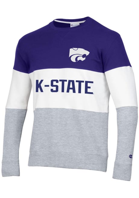 Mens K-State Wildcats Purple Champion Blocked Crew Sweatshirt