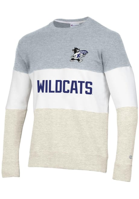 Mens K-State Wildcats Grey Champion Blocked Crew Sweatshirt