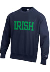 Main image for Champion Notre Dame Fighting Irish Mens Navy Blue Wordmark Long Sleeve Crew Sweatshirt