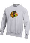 Main image for Champion Chicago Blackhawks Mens Grey LOGO Long Sleeve Crew Sweatshirt