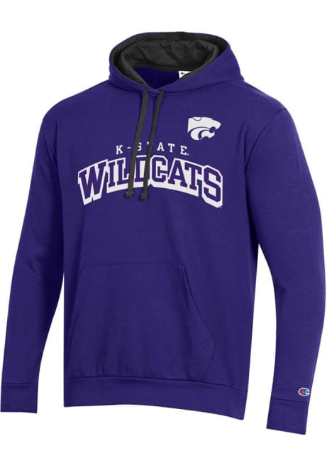 Mens K-State Wildcats Purple Champion Stadium Flat Name Hooded Sweatshirt