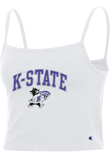 Womens K-State Wildcats White Champion Fan Cropped Cami Tank Top