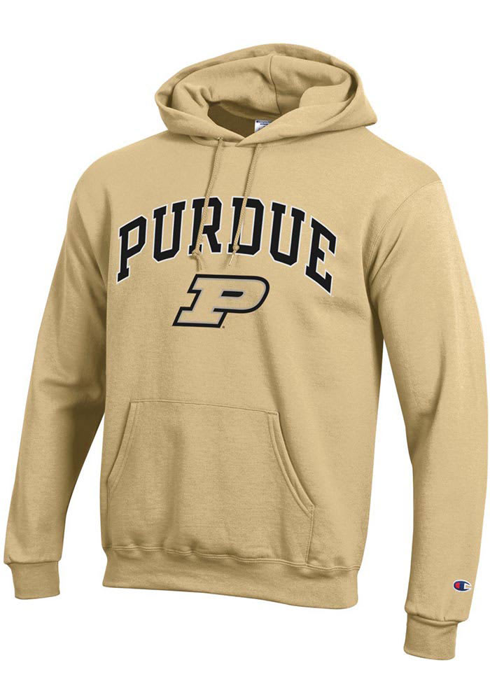 Champion Mens GOLD Purdue Boilermakers Arched Mascot Hoodie