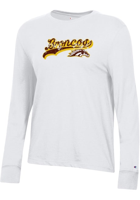 Womens Western Michigan Broncos White Champion Core LS Tee