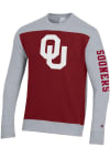 Main image for Champion Oklahoma Sooners Mens Crimson Yoke Colorblocked Long Sleeve Crew Sweatshirt