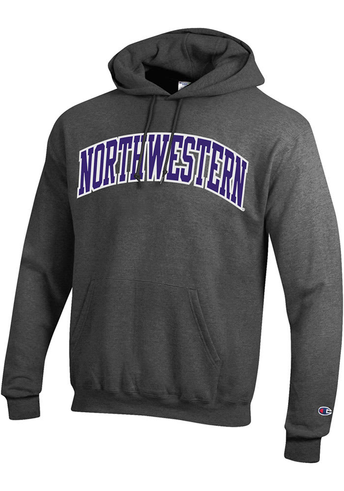 Champion Northwestern Wildcats Mens Charcoal Versa Twill Long Sleeve Hoodie Charcoal 50 COTTON 50 POLYESTER Size 2x