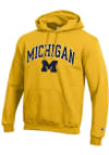 Main image for Mens Michigan Wolverines Yellow Champion Arch Mascot Hooded Sweatshirt
