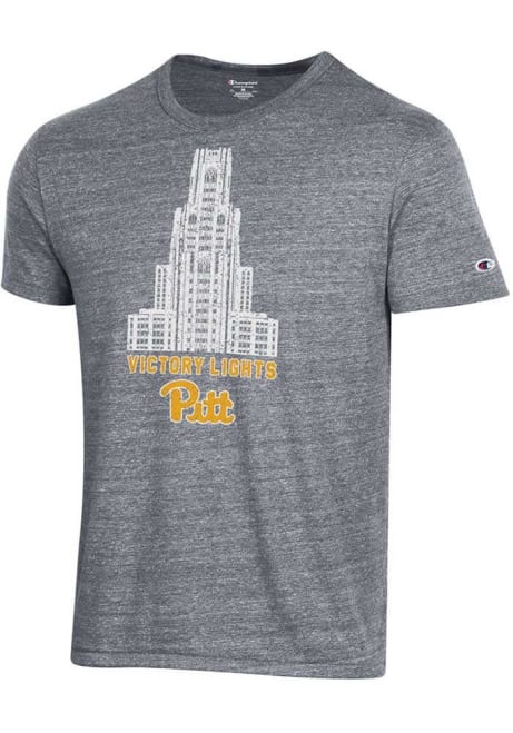 Pitt Panthers Grey Champion Victory Lights Short Sleeve Fashion T Shirt