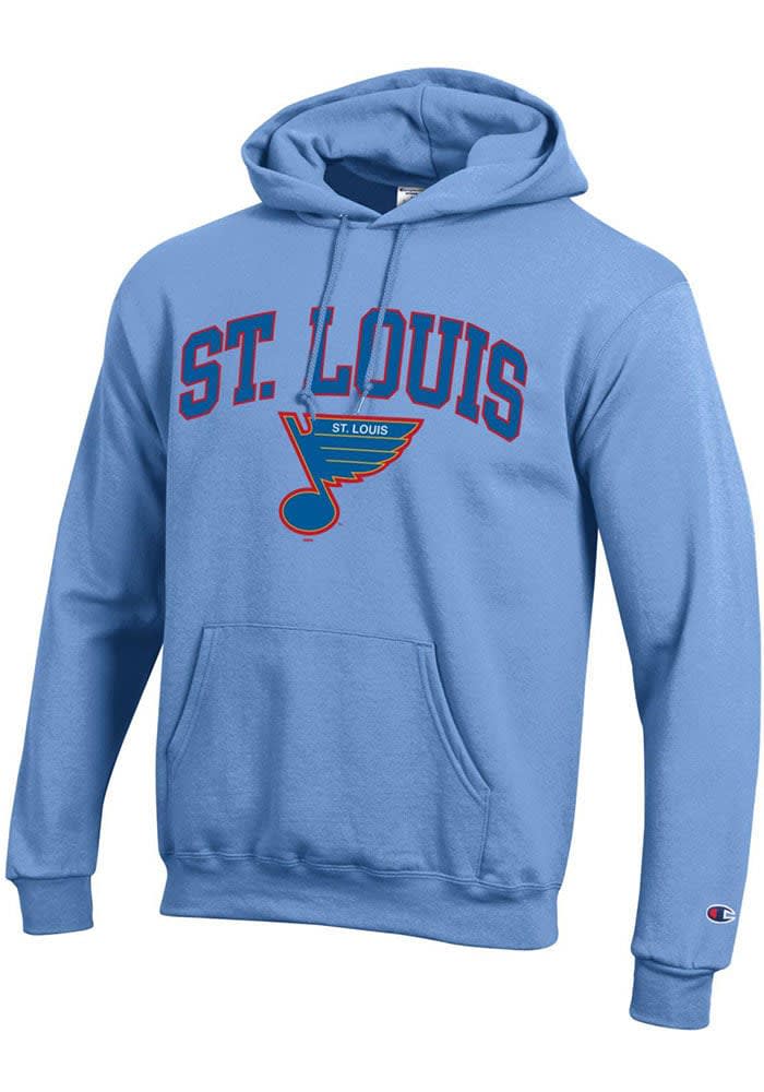 Champion St Louis Blues Mens Arch Name Hoodie LIGHT BLUE