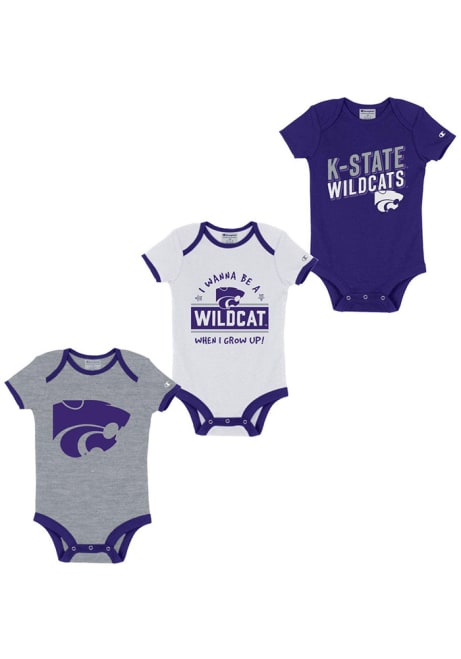 Baby K-State Wildcats Purple Champion team graphic trio One Piece Set