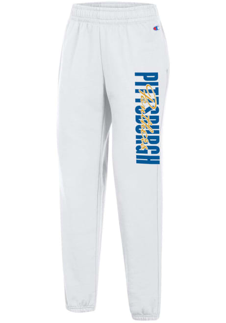 Womens Pitt Panthers White Champion Powerblend Sweatpants