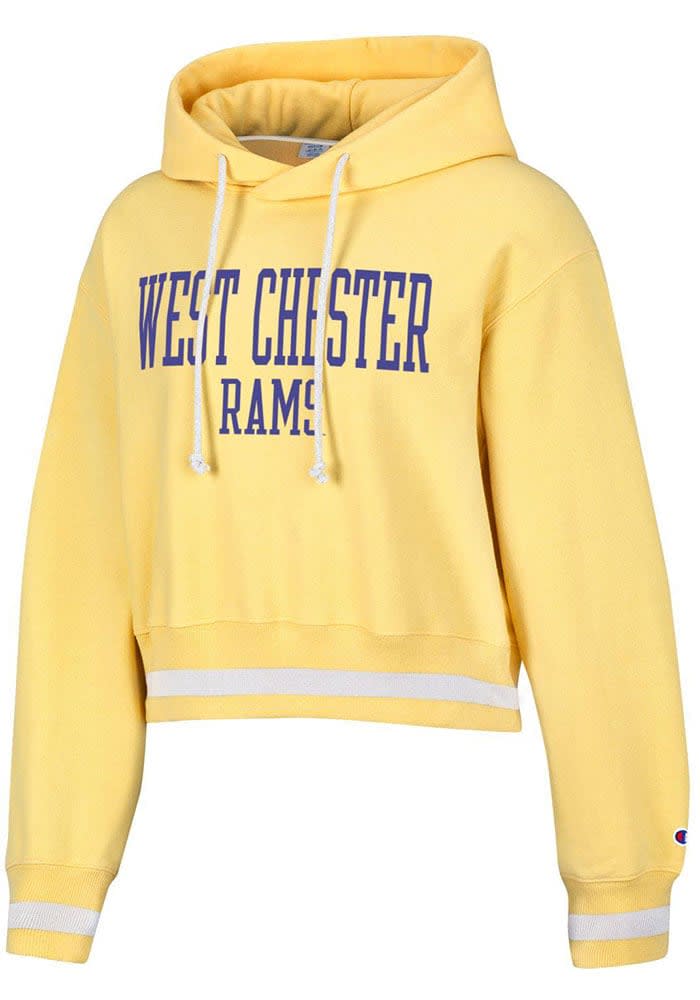 Champion West Chester Golden Rams Women s Yellow Vintage Wash Reverse Weave Crop Hooded Sweatshirt Yellow 80 Cotton 20 POLYESTER Size M Rally