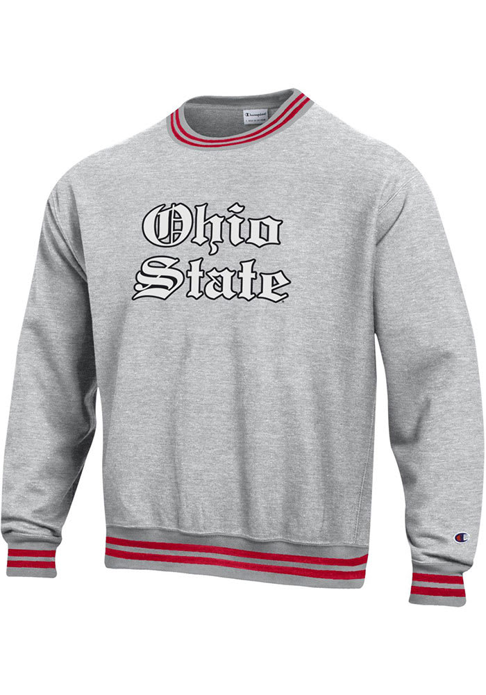 Vintage Champion OSU fashion Ohio State Sweatshirt M Grey Pullover Buckeyes Embroidered