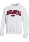 Main image for Champion Arkansas Razorbacks Mens White Twill Arch Mascot Long Sleeve Crew Sweatshirt