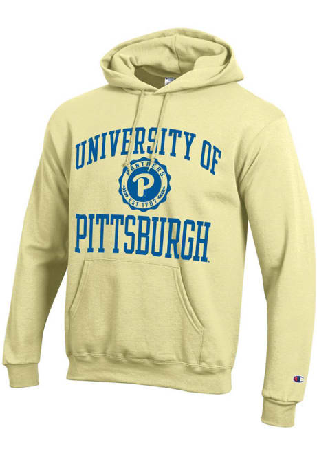 Mens Pitt Panthers Yellow Champion No 1 Graphic Hooded Sweatshirt