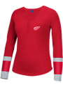 Reebok Detroit Red Wings Womens Jersey Striped Henley Scoop Neck Tee