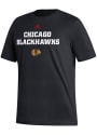 Chicago Blackhawks Adidas Fresh Wordmark T Shirt - Black