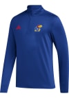 Main image for Adidas Kansas Jayhawks Mens Blue Golf Primary Team Logo Long Sleeve 1/4 Zip Pullover