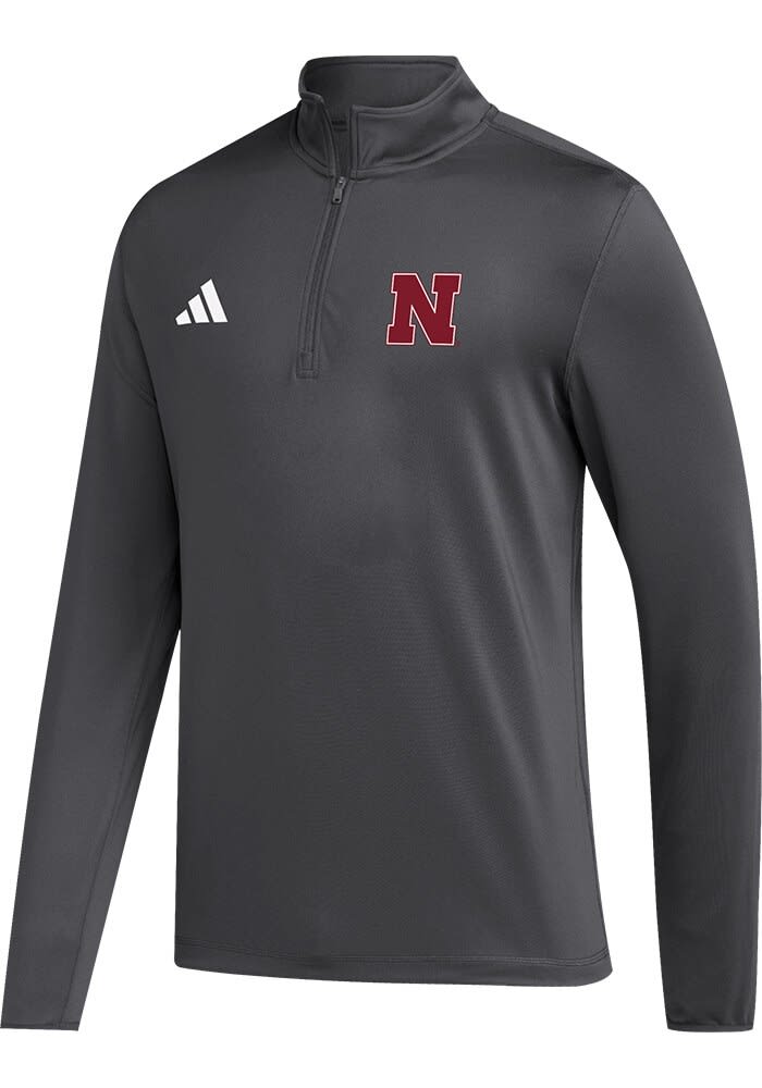 Adidas Mens CHARCOAL Nebraska Cornhuskers Golf Long Sleeve Qtr Zip