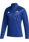Main image for Adidas Kansas Jayhawks Mens Blue Woven Strategy Long Sleeve 1/4 Zip Pullover