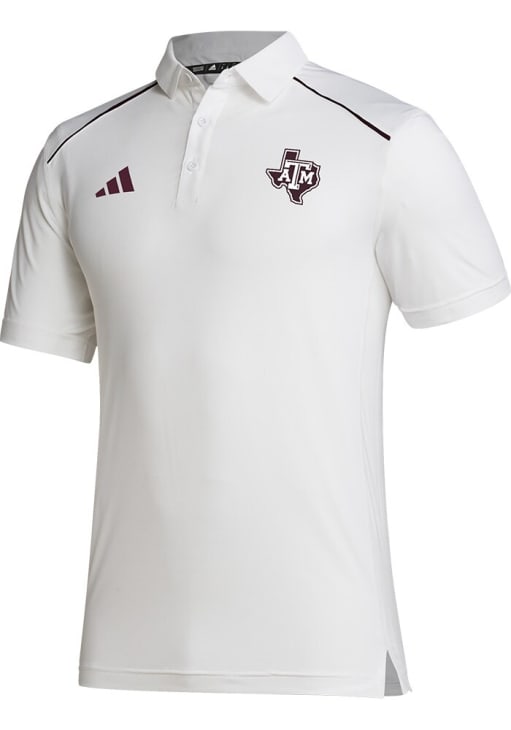 Adidas Texas A&M Aggies Mens White Primary Logo Short Sleeve Polo