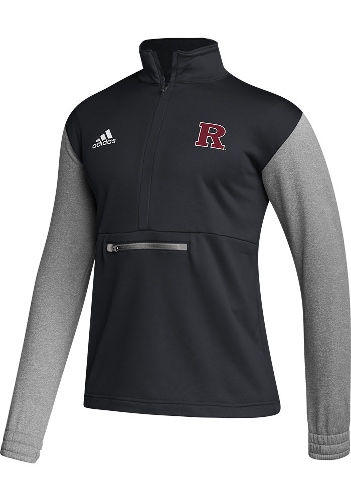 Adidas Mens BLACK Rutgers Scarlet Knights Team Issue Primary Logo Long Sleeve Qtr Zip Pullover