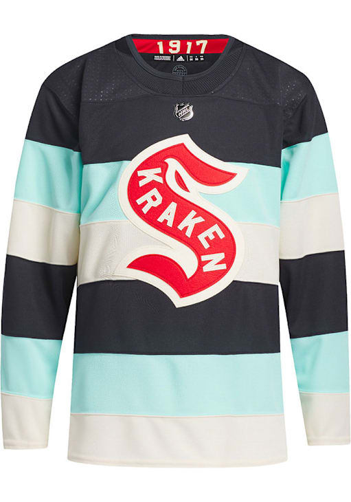 Adidas Seattle Kraken Mens BLUE Winter Classic Hockey Jersey