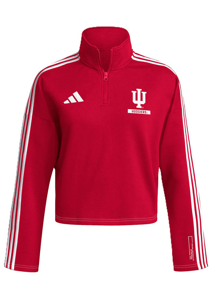 Adidas Womens Red Indiana Hoosiers Just a Tidbit Long Sleeve Qtr