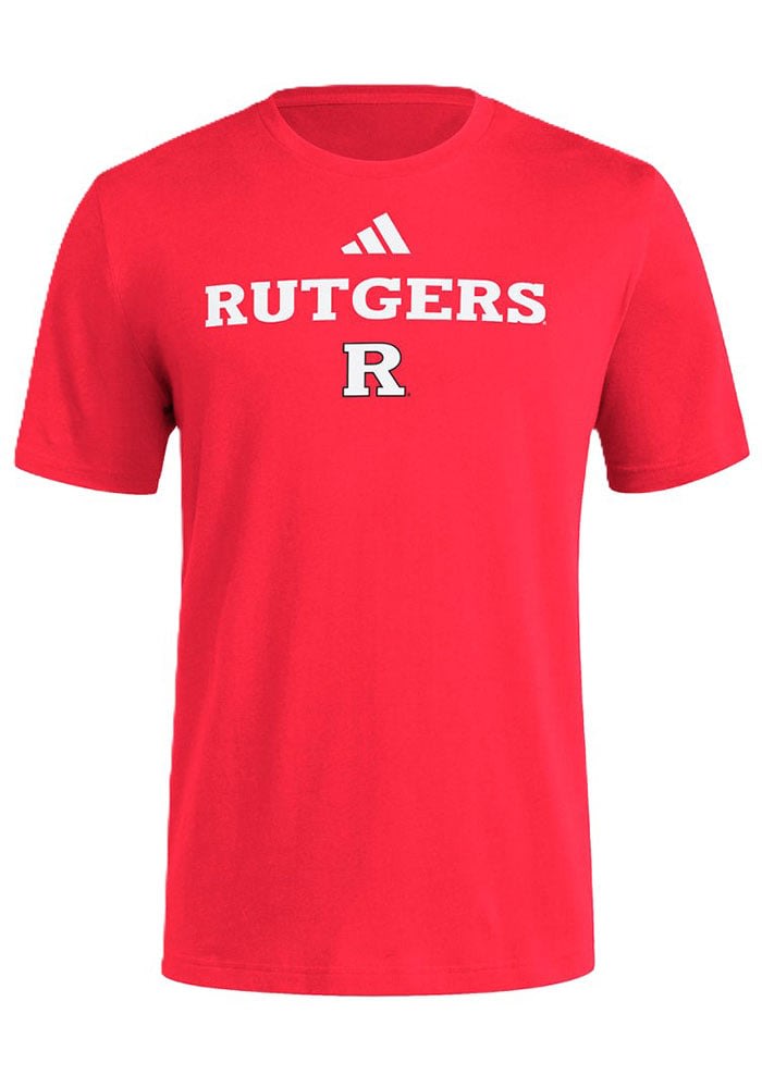 Adidas Rutgers Scarlet Knights RED Fresh Locker Wordmark Short Sleeve T Shirt