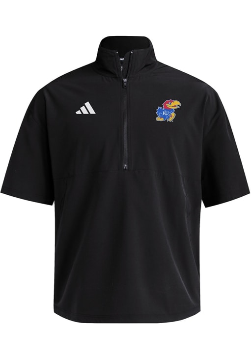 Adidas Kansas Jayhawks Mens Black Coach Sideline Short Sleeve Jacket