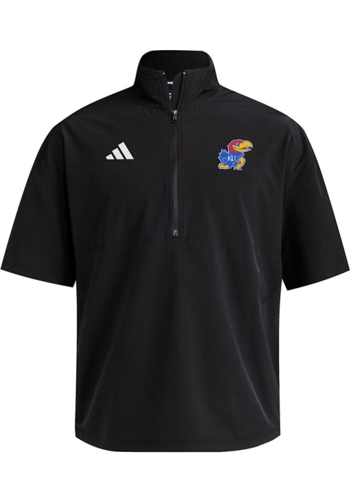 Adidas Kansas Jayhawks Mens Black Coach Sideline Short Sleeve Jacket