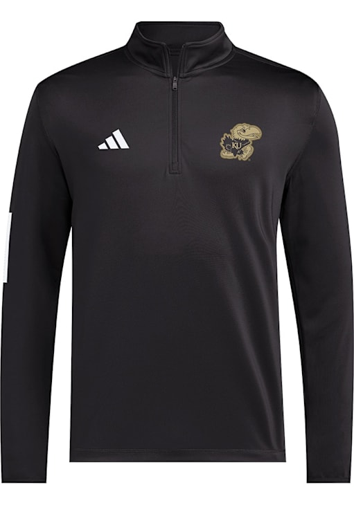Adidas Kansas Jayhawks Mens Black Salute to Service Long Sleeve Qtr Zip Pullover