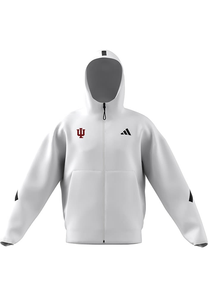 Adidas Mens White Indiana Hoosiers Z.N.E. Long Sleeve Full Zip