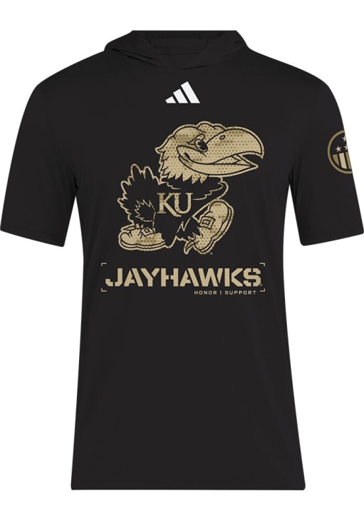 Adidas Kansas Jayhawks Black Salute to Service Short Sleeve Hoods