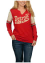 Adidas Detroit Red Wings Womens Red CCM Henley T-Shirt